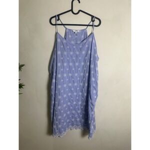 HAVEN WELL WITHIN  BLUE COTTON‎ EMBROIDERED FLORAL NIGHT SLEEP DRESS CHEMISE XXL